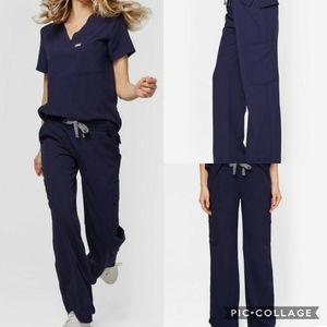 Figs Wide Leg Trouser Scrub Pant. Navy. Medium
